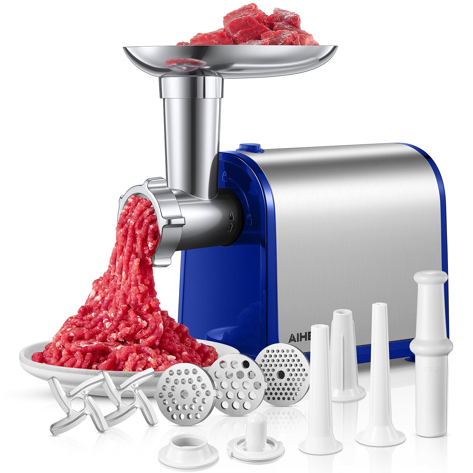 Aiheal Electric Meat Grinder Sausage Stuffer with 3 Sausage Tubes 2